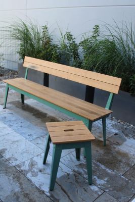 6Grad Outdoor Bench with Stool Green Jan Cray EXHIBITION PIECE